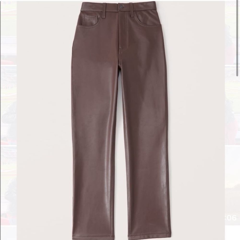 Vegan leather 90s straight pants brown size 24